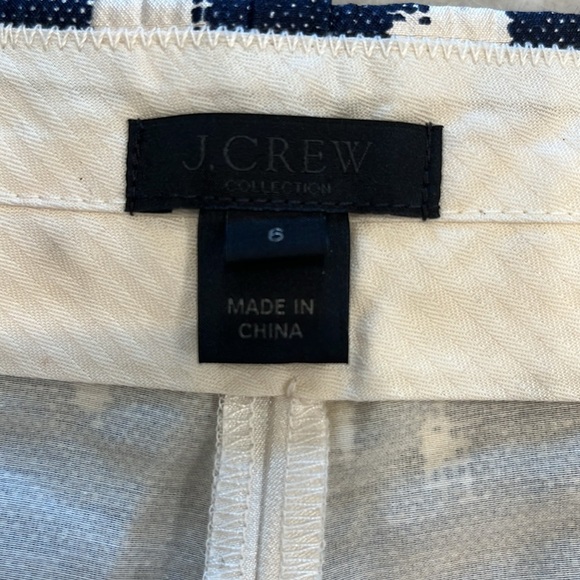 J Crew Collection | Silk Ikat Print Cigarette Pants | Navy & White | Women's 6 - Picture 9 of 15